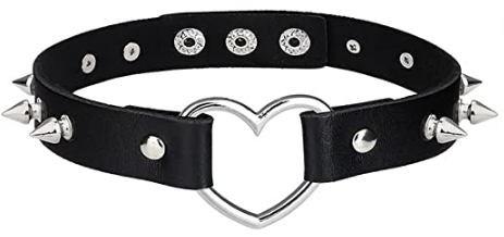 Adjustable Punk Leather Gothic Heart Choker Necklace