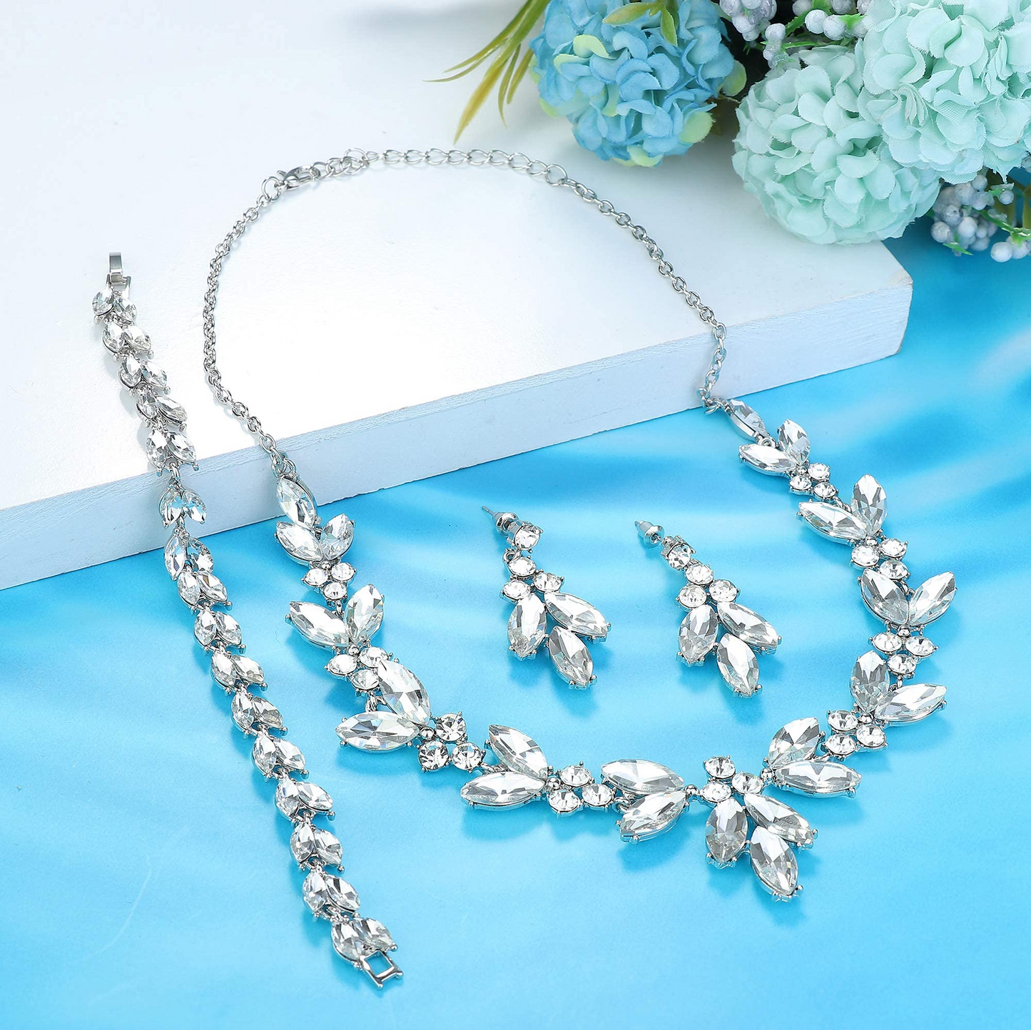 Necklace Earrings Bracelet Set Wedding Jewelry