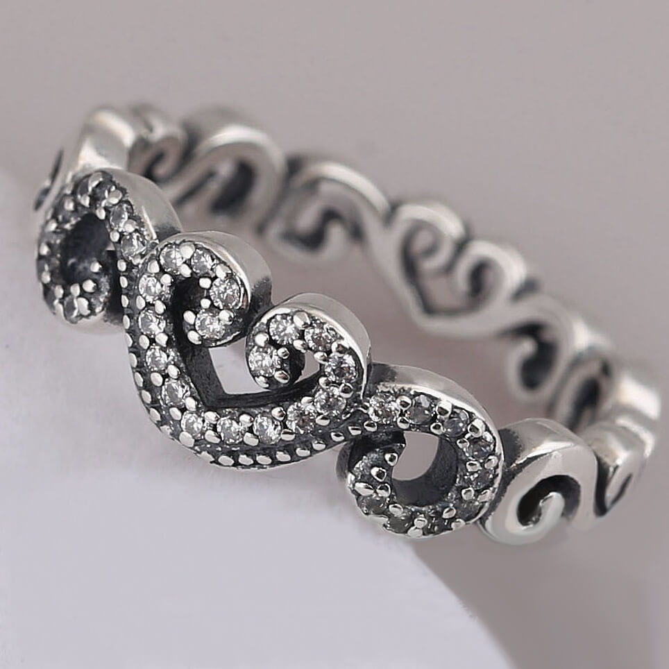 Sanskrit Heart-shaped Sterling Silver Ring