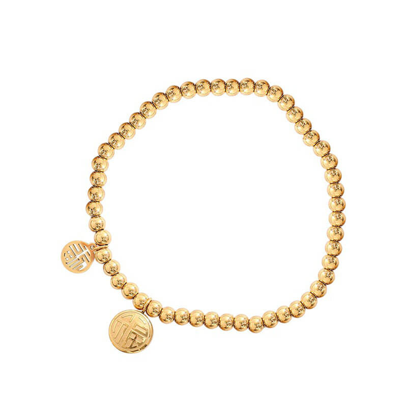 Simple Stretchy Gold Stainless Steel Bracelet