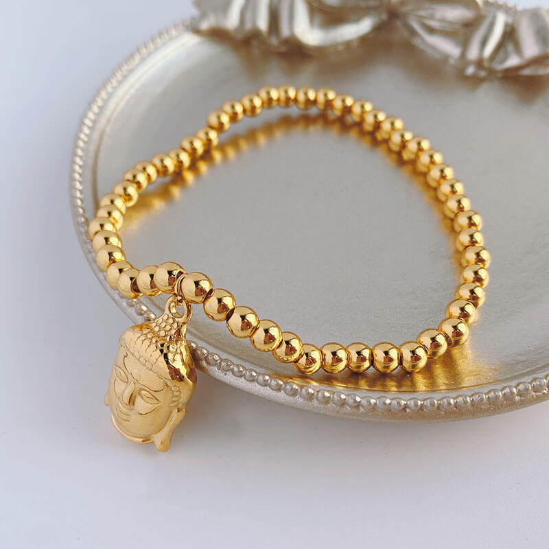 Simple Stretchy Gold Stainless Steel Bracelet