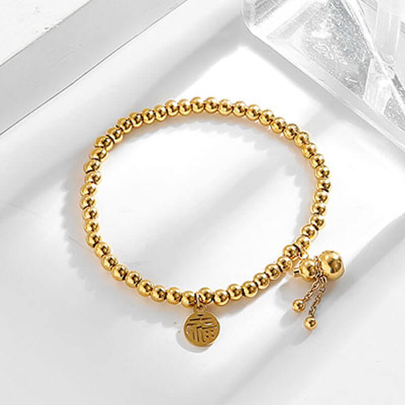 Simple Stretchy Gold Stainless Steel Bracelet