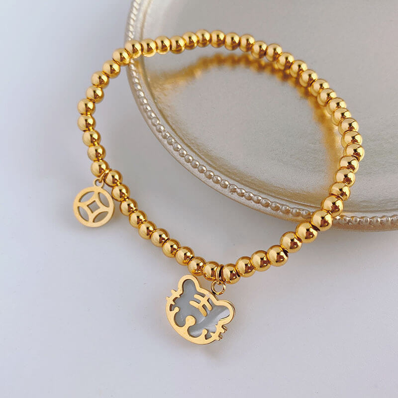 Simple Stretchy Gold Stainless Steel Bracelet