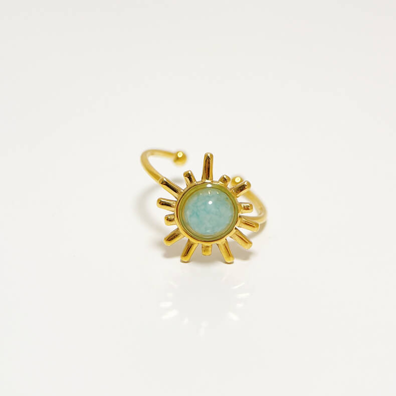 Amazonite Stone Palace Style Open Ring