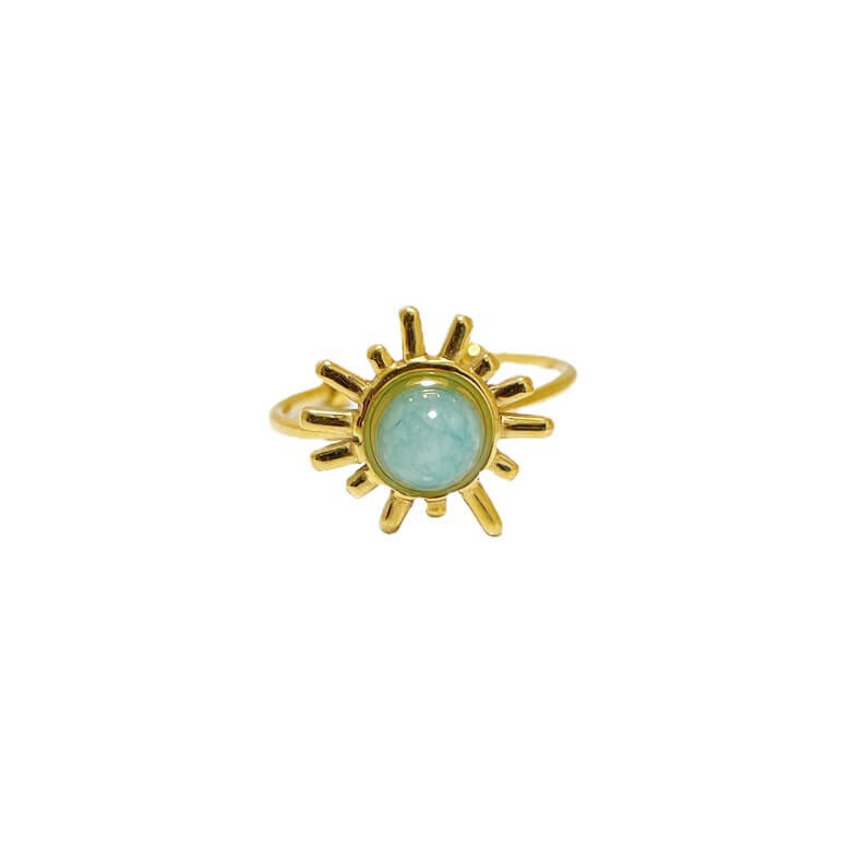 Amazonite Stone Palace Style Open Ring