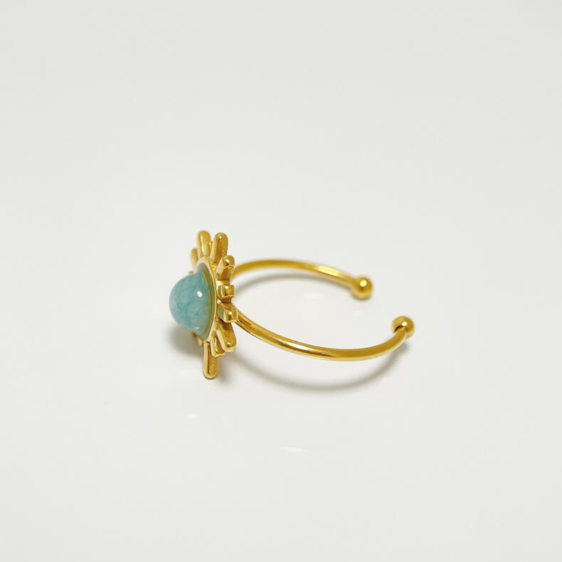 Amazonite Stone Palace Style Open Ring