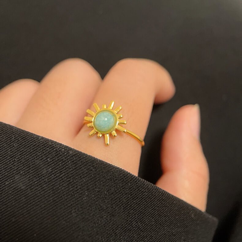 Amazonite Stone Palace Style Open Ring