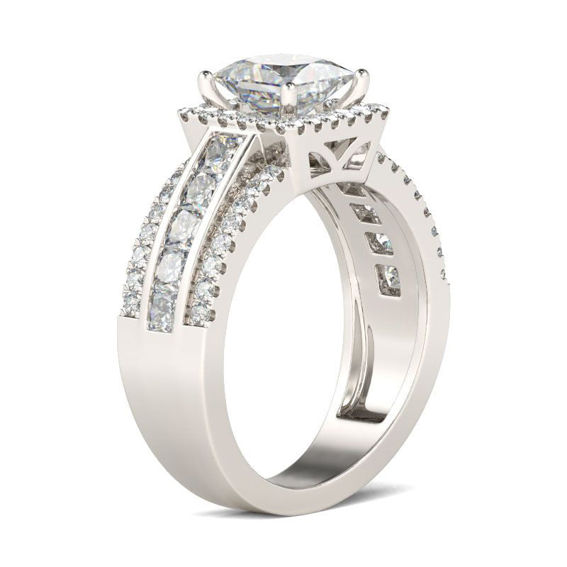 Contemporary Design Princess Cut Sterling Silver Ring-JE-Juri Elle