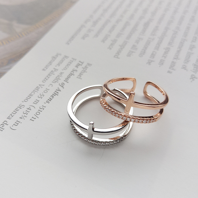 Bague ajustable en argent sterling à double couche