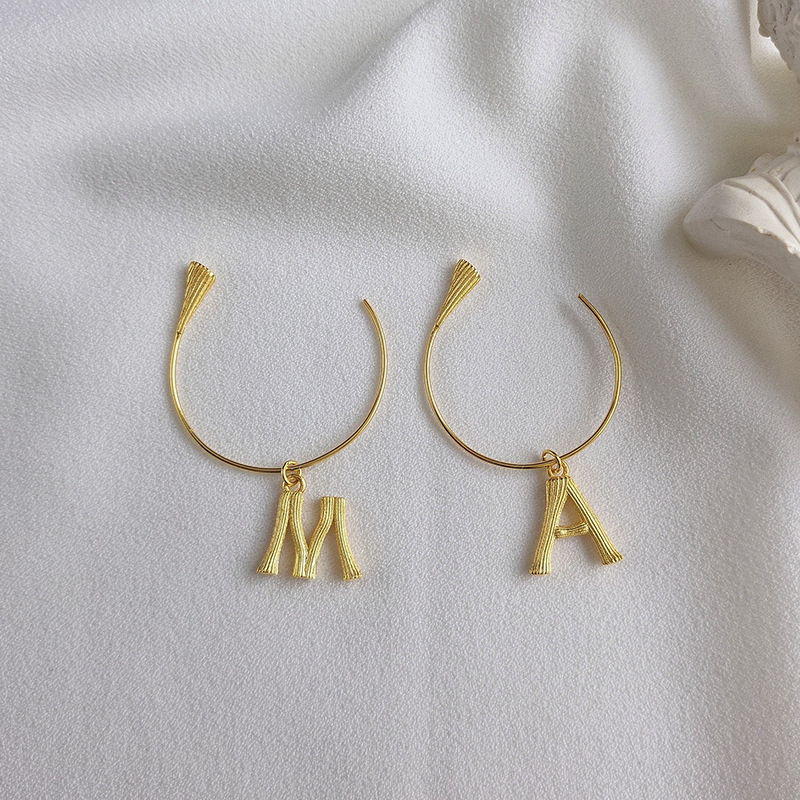 Personalized Letter Sterling Silver Plated Gold Earring