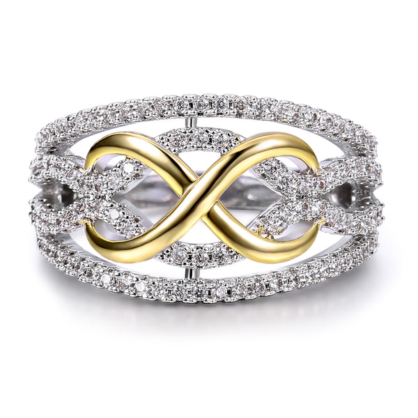 Two Tone Infinity Sterling Silver Women's Band