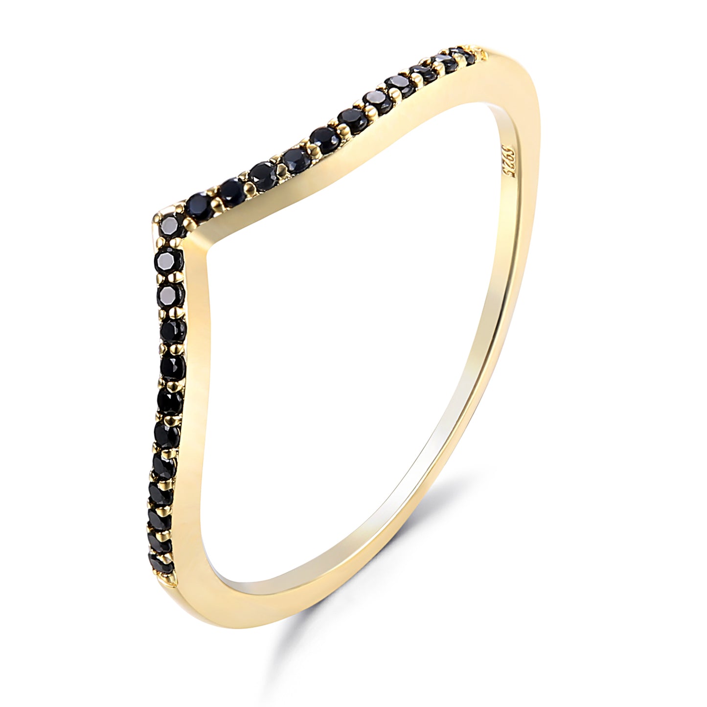 Chevron Black Pave Ring Set