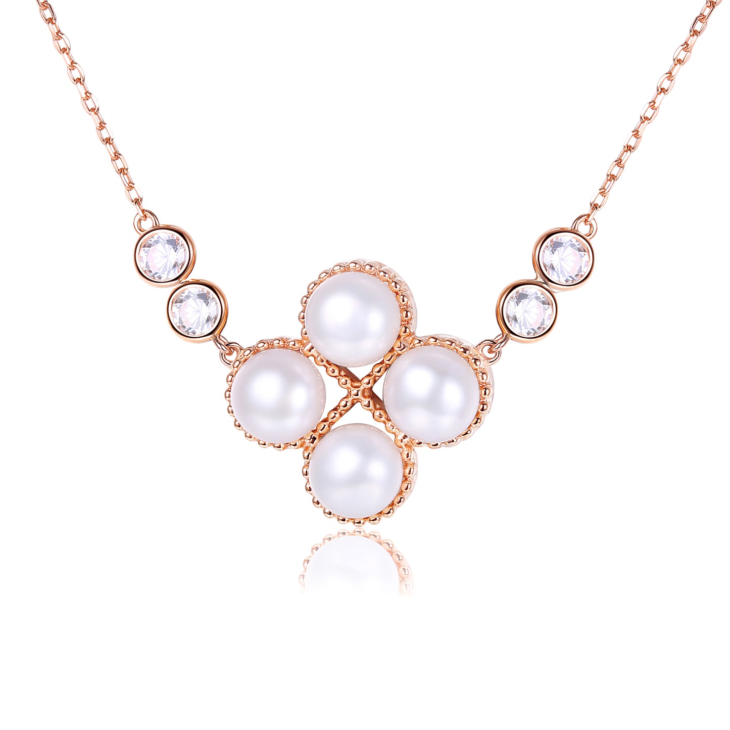 Clover Cultured Pearl Sterling Silver Necklace