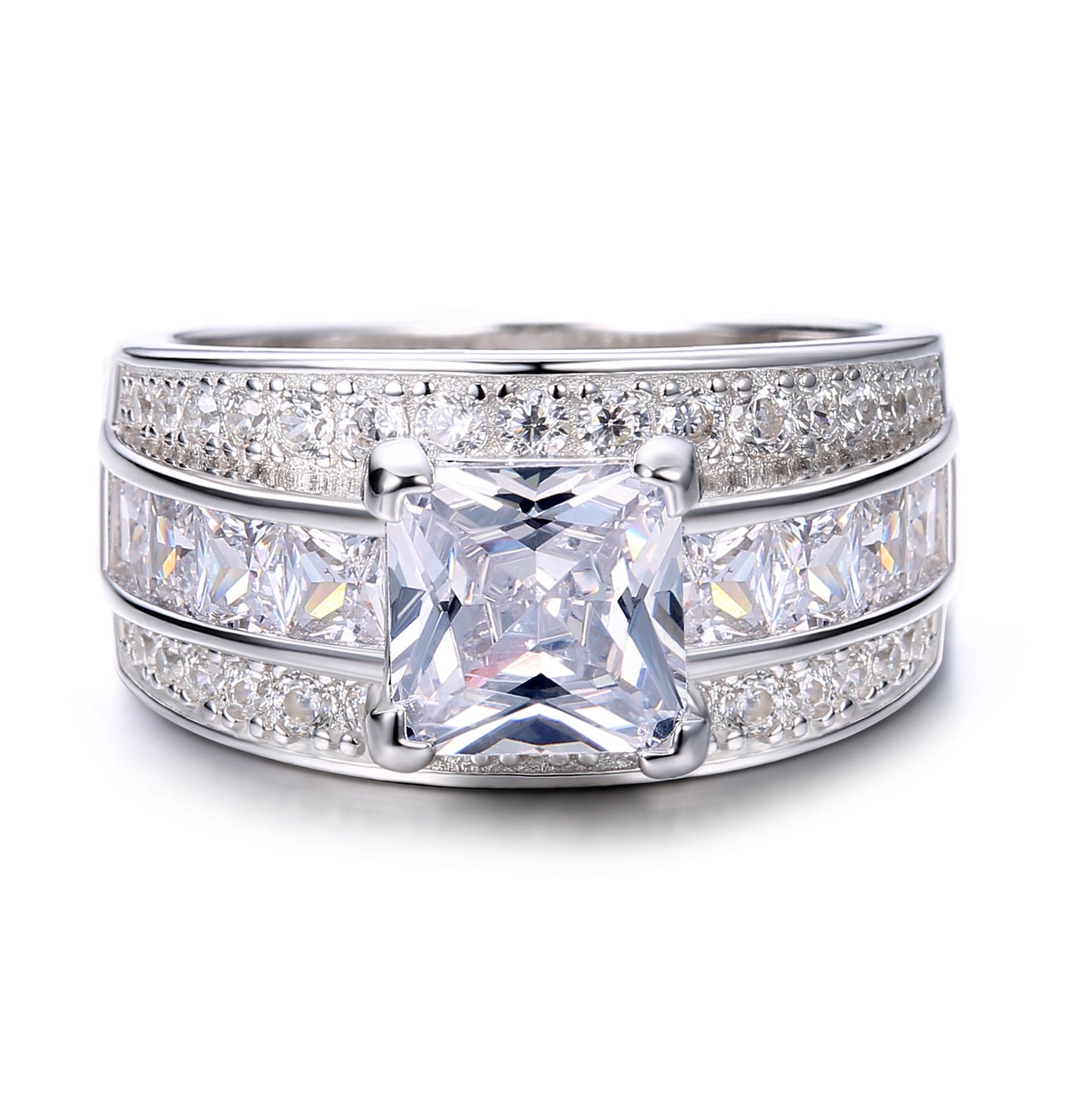 Classic Princess Cut Sterling Silver Ring