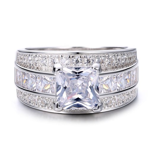 Classic Princess Cut Sterling Silver Ring