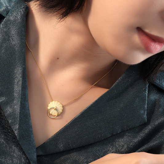 Petal Circle Sterling Silver Plated Gold Necklace