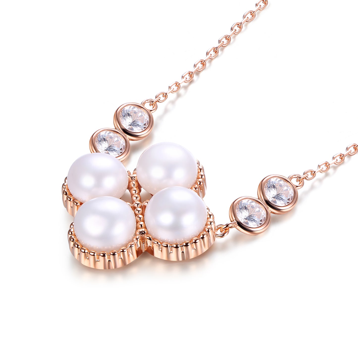 Clover Cultured Pearl Sterling Silver Necklace