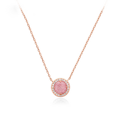 Tear Ice Flower Round Cut Silver Plated 14K Rose Gold Necklace