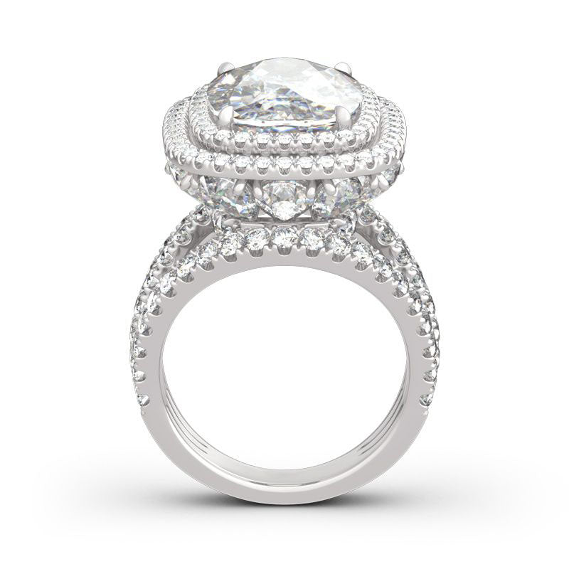 Double Halo Cushion Cut Sterling Silver Ring-JE-Juri Elle
