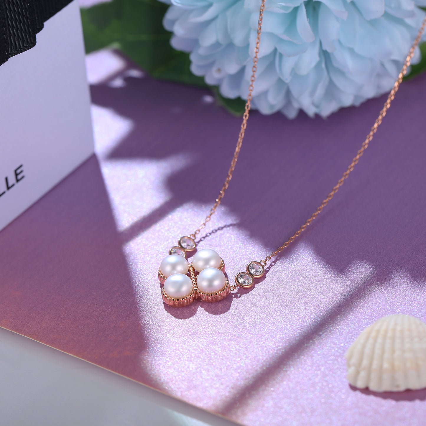 Clover Cultured Pearl Sterling Silver Necklace