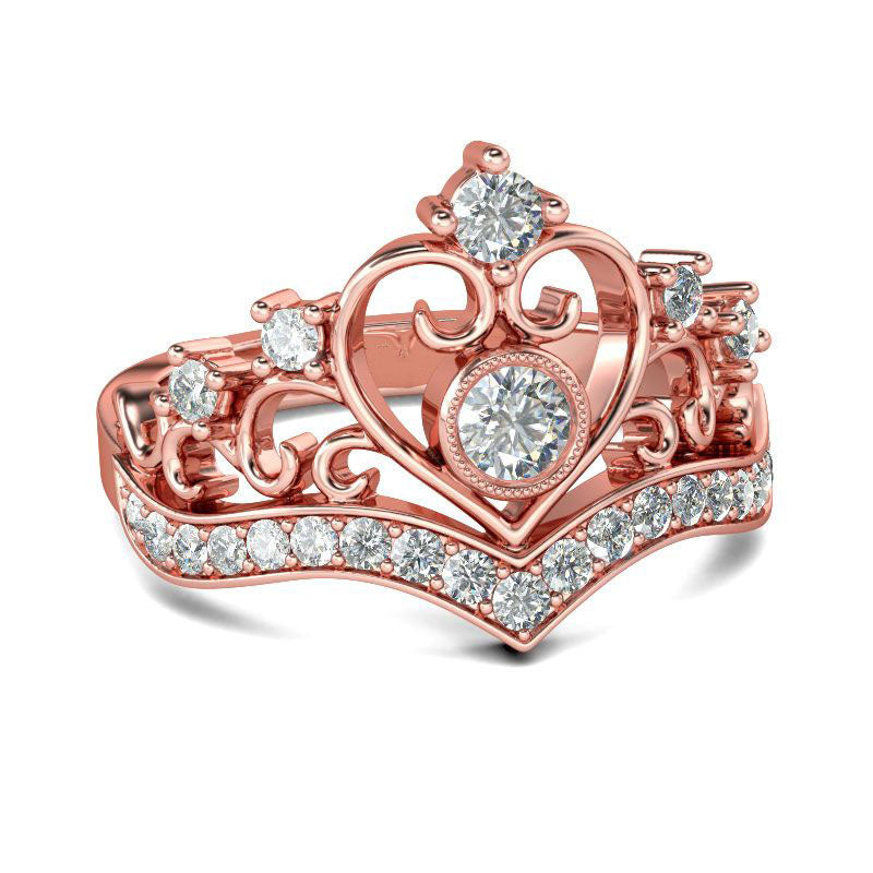 Rose Gold Tone Crown Sterling Silver Ring-JE-Juri Elle