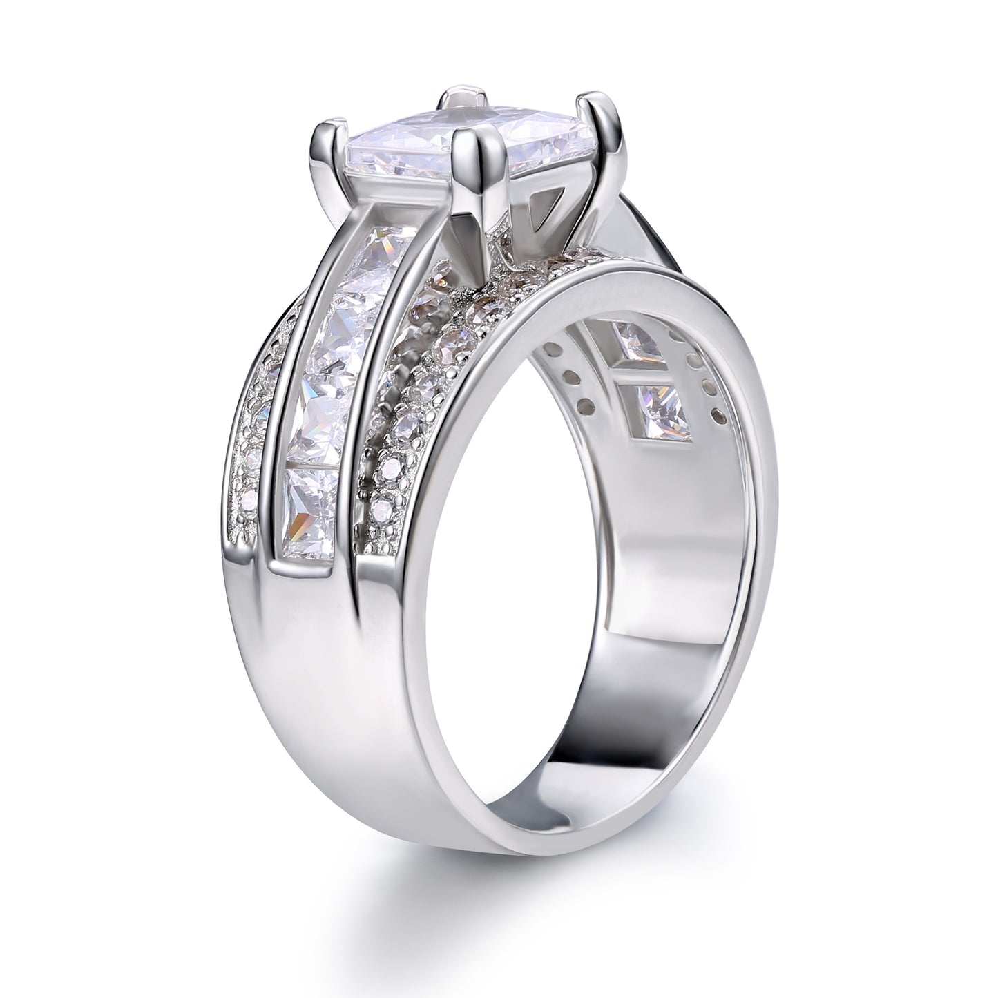 Classic Princess Cut Sterling Silver Ring