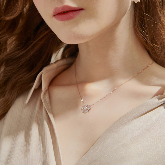 Being Your Sunshine Round Cut Sterling Silver Plated 14k Rose Gold Necklace