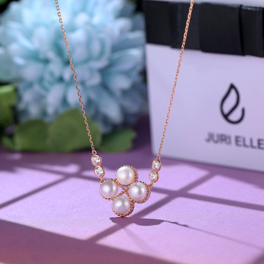 Clover Cultured Pearl Sterling Silver Necklace