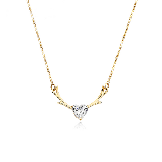 Collier en argent sterling coupe coeur wapiti