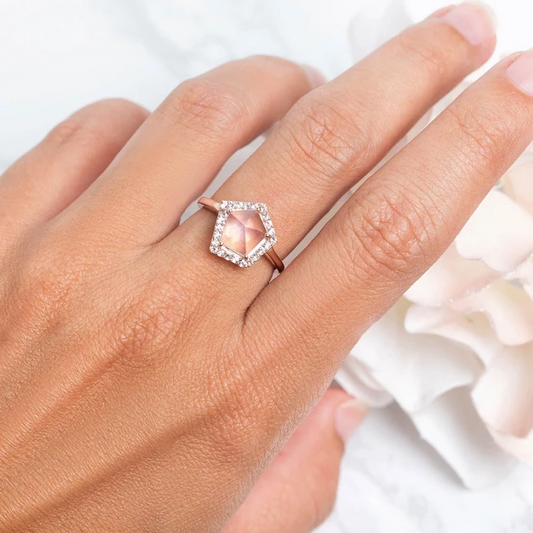 Rose Quartz Ring - Edgy Harmony-MM-Juri Elle
