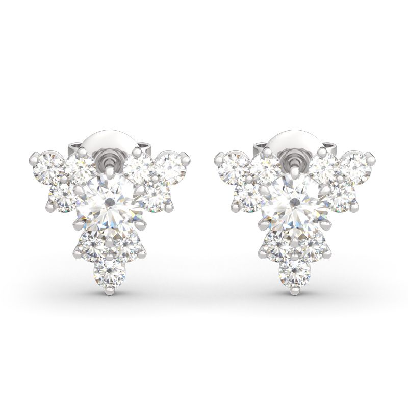 Sparkling Cluster Round Cut Sterling Silver Earrings-JE-Juri Elle