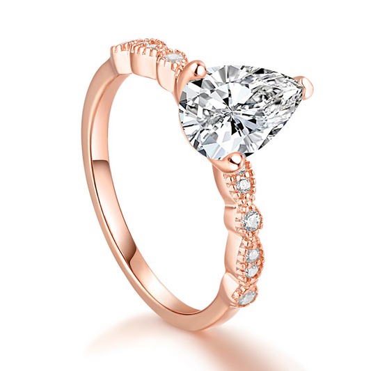 Drop Pear Cut Sterling Silver Ring For Women-TL-Juri Elle