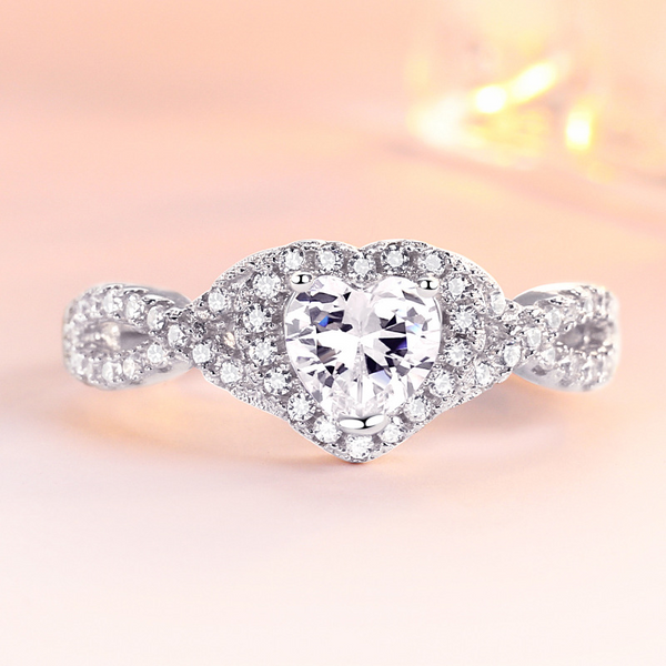 Promise Heart Cut Sterling Silver Ring For Women-TL-Juri Elle