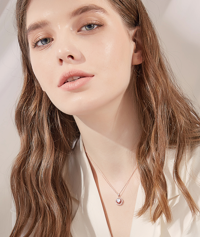 Cupid's Arrow Heart Cut Sterling Silver Plated 14K Rose Gold Necklace