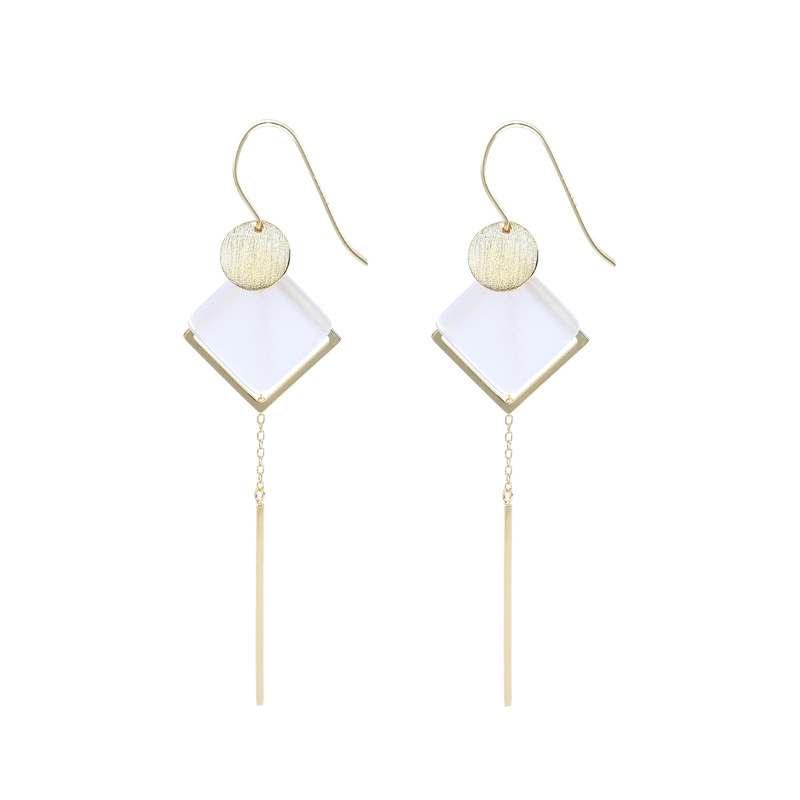 Sweet Geometric Pendant Opal Sterling Silver Plated Gold Earring