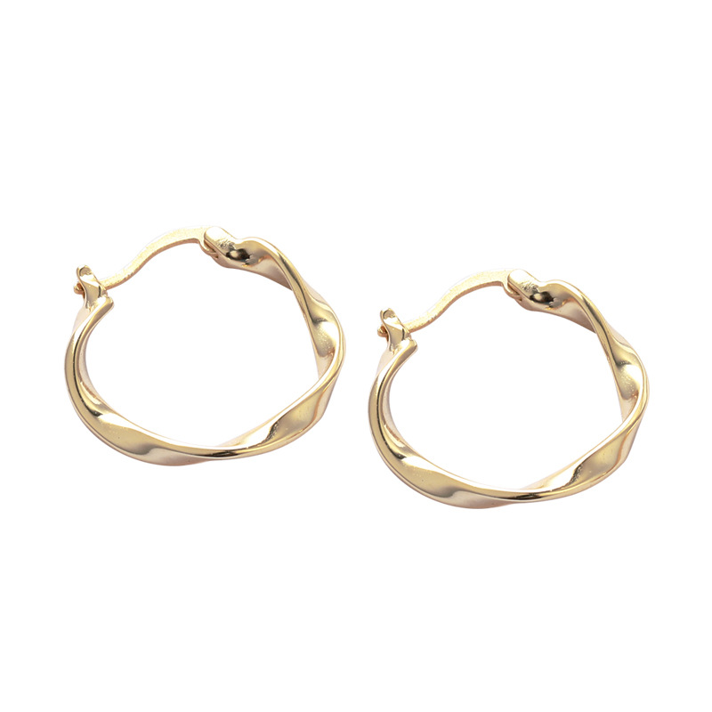 Irregular Exaggerated Circle Sterling Silver Plated Gold Earring