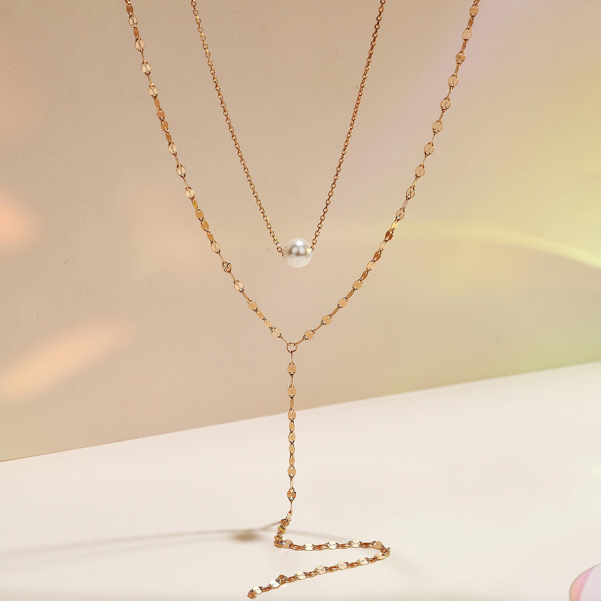 Glossy Pearl Combination Sterling Silver Necklace