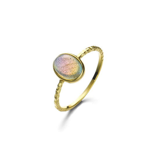 Natural Labradorite Stone Sterling Silver Ring-DL-Juri Elle
