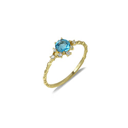 Blue Topaz Stone Sterling Silver Ring-DL-Juri Elle