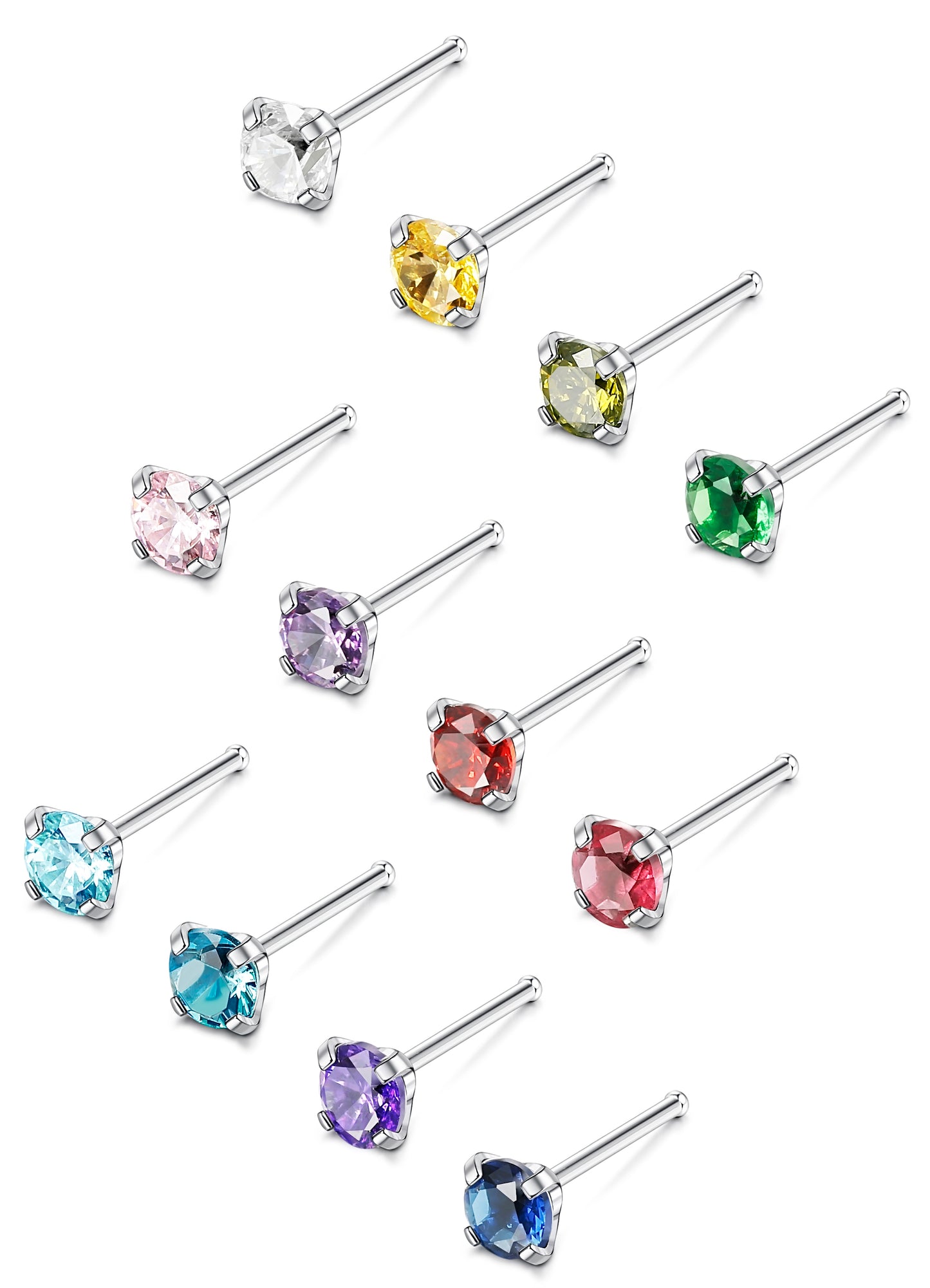 ARYABBY 20g Nose Studs Stainless Steel Nose Screw Bone Nostril Piercing Jewelry for Women Men