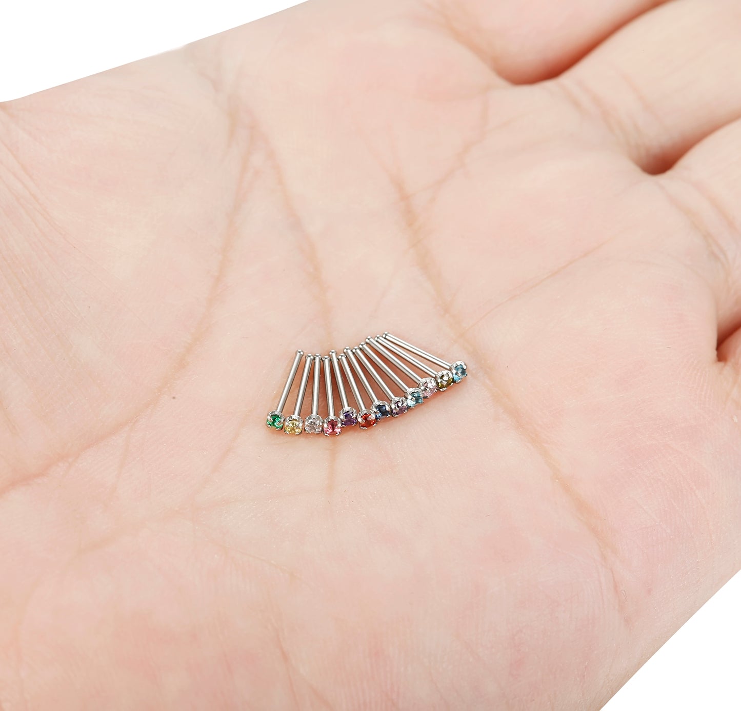 ARYABBY 20g Nose Studs Stainless Steel Nose Screw Bone Nostril Piercing Jewelry for Women Men