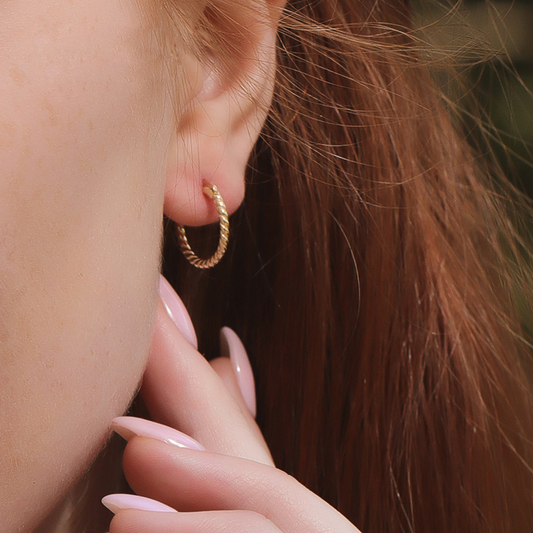 Simple Twist Sterling Silver Plated Gold Earring