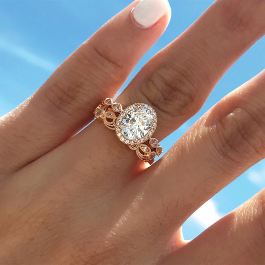 Engagement Oval Cut Sterling Silver Ring Set-TL-Juri Elle
