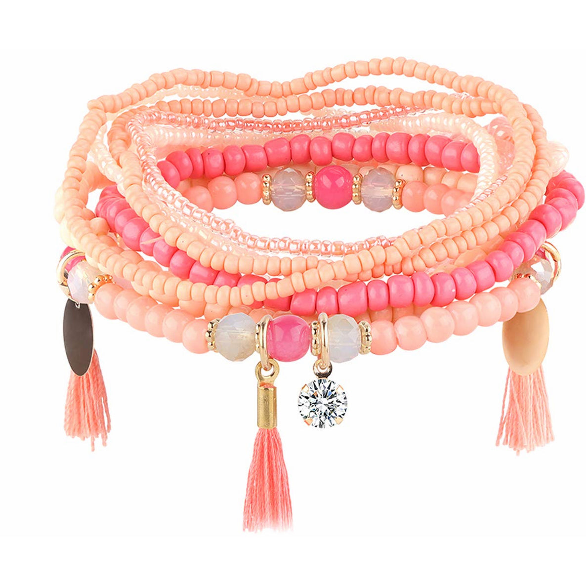 Multilayer Stackable Bracelets for Women Evil Eye Bracelets Multicolor Stretch Bead Bracelets for Women Girls