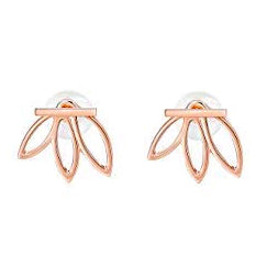  Hollow Lotus Flower Ear Jackets For Women Girls Ear Stud Simple Chic Earrings