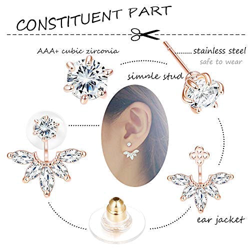  Hollow Lotus Flower Ear Jackets For Women Girls Ear Stud Simple Chic Earrings