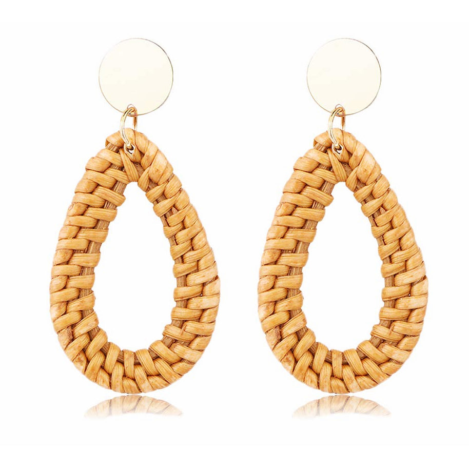 Boucles d'oreilles en rotin acrylique pour femmes faites à la main bohème paille osier tresse boucles d'oreilles pendantes boucles d'oreilles géométriques légères