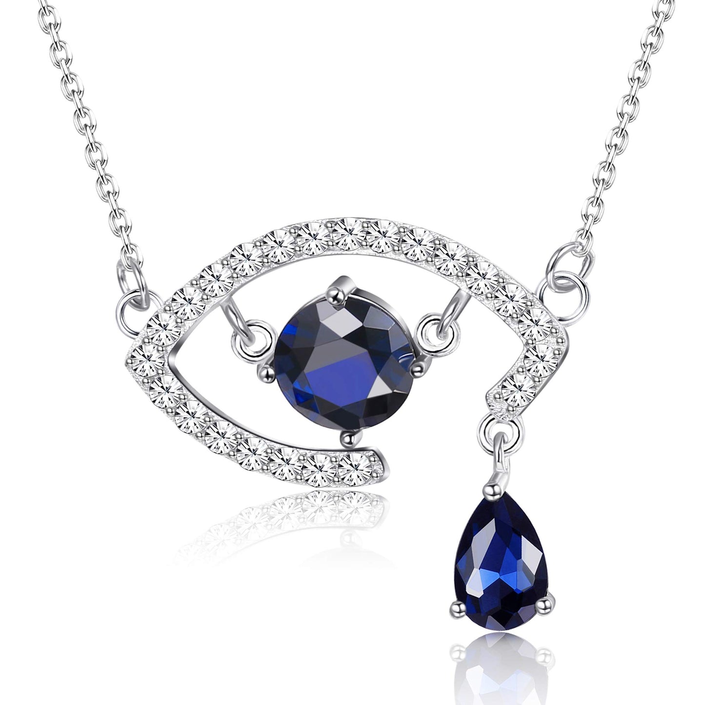 Evil Eye Pendant Necklace Blue Teardrops Necklace