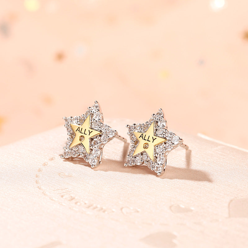"A Star Is Born" Sterling Silver Engraved Earrings-JE-Juri Elle