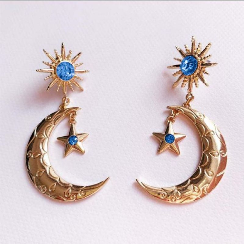 Bohemian Sun Star Moon Earrings